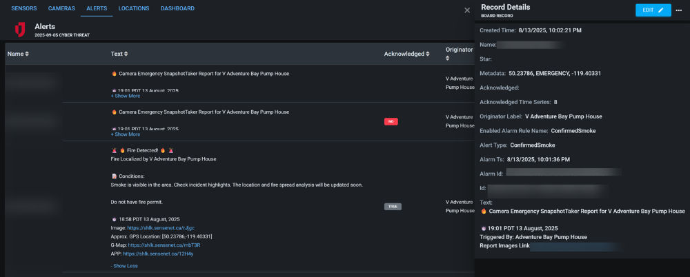SenseNet Alert List Dark Mode